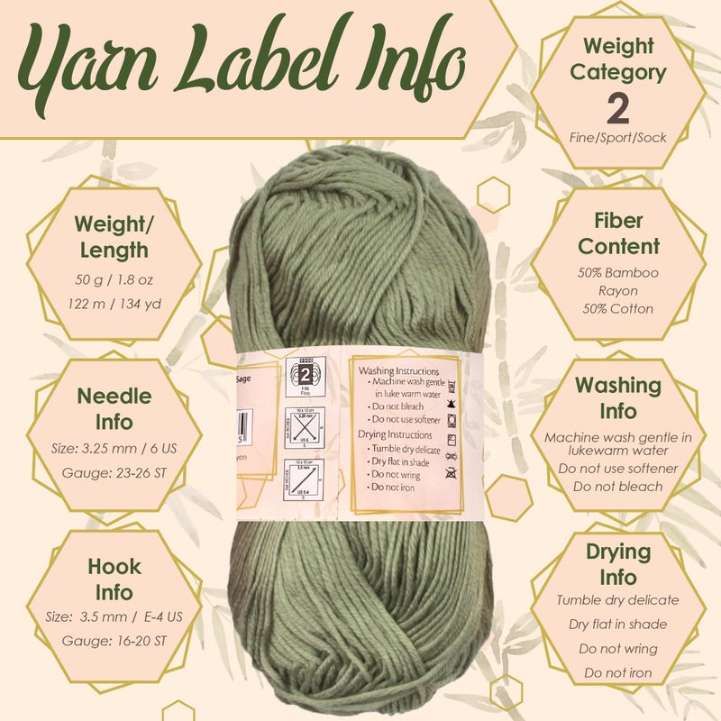 BambooMN JubileeYarn Bamboo Cotton Sport Yarn - 50g/Skein - Midnight Black - 4 Skeins - Image 4